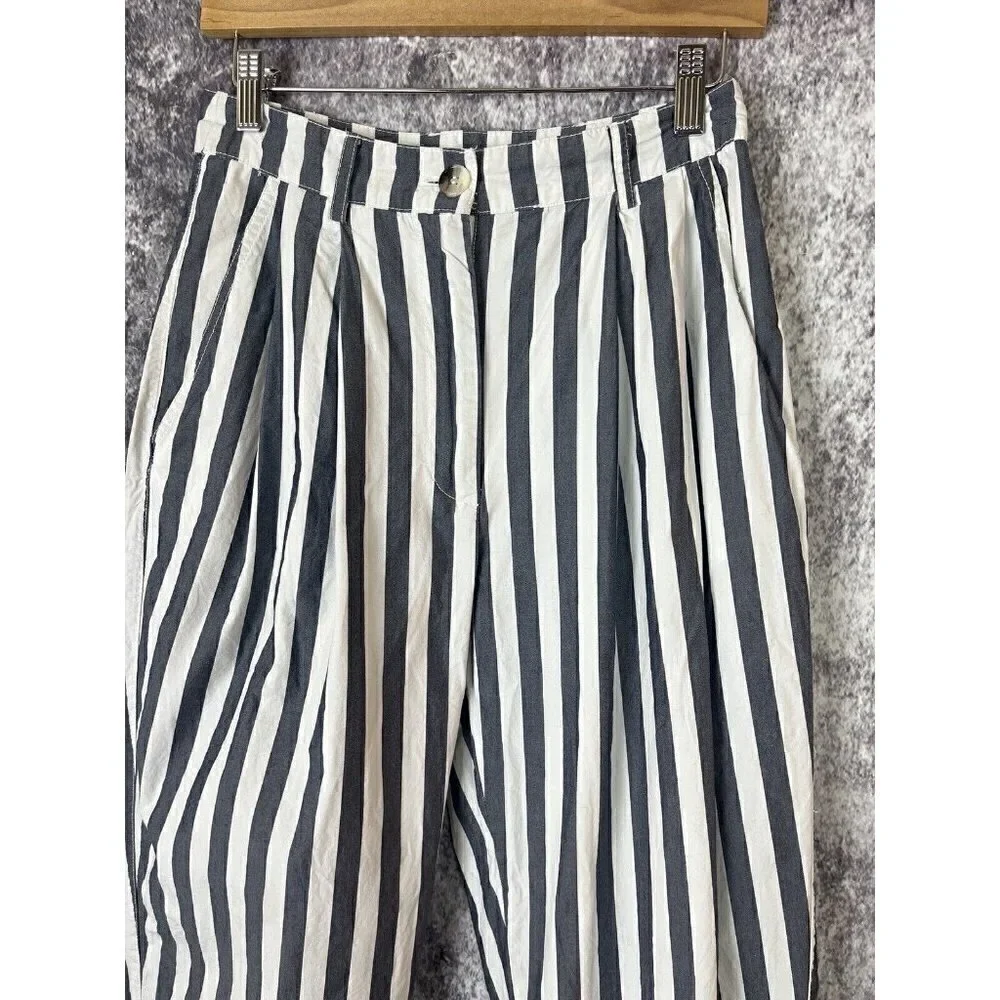 Urban Outfitters‎ Percy Tapered Pleated High Rise Striped Blue White Pants 4